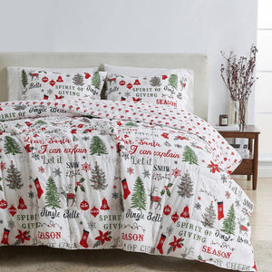 Reversible Christmas Comforter and Sham Set - Holiday Lodge Odette Collection