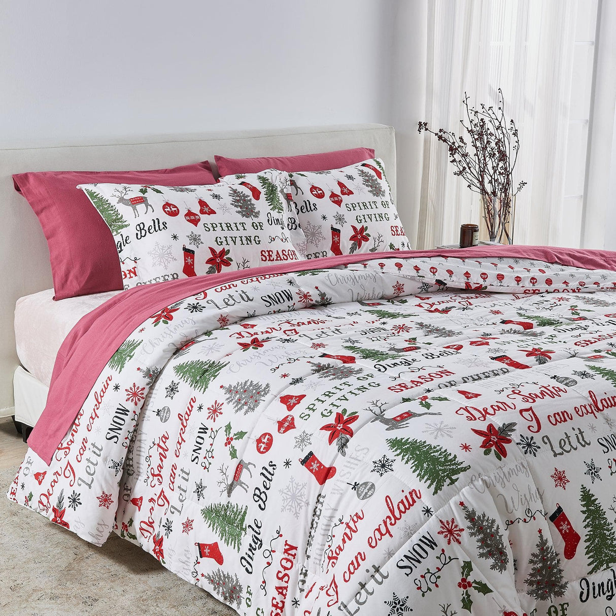 Reversible Christmas Comforter and Sham Set - Holiday Lodge Odette Collection