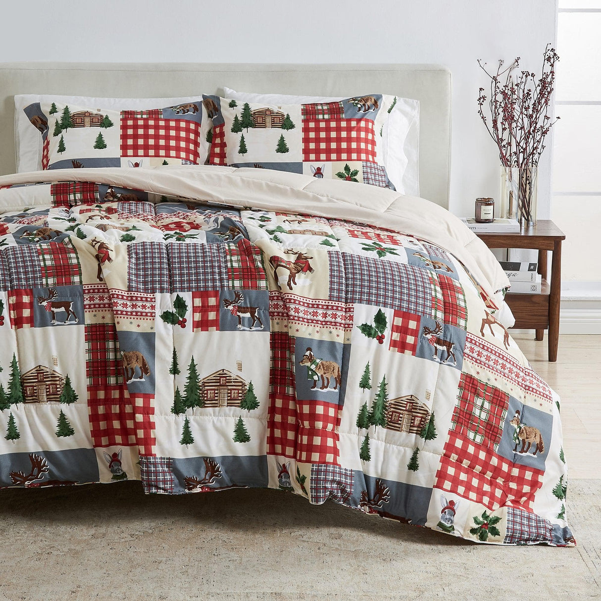 Reversible Christmas Comforter and Sham Set - Holiday Lodge Odette Collection