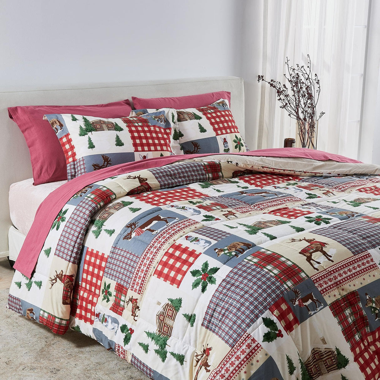 Reversible Christmas Comforter and Sham Set - Holiday Lodge Odette Collection
