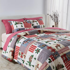 Reversible Christmas Comforter and Sham Set - Holiday Lodge Odette Collection