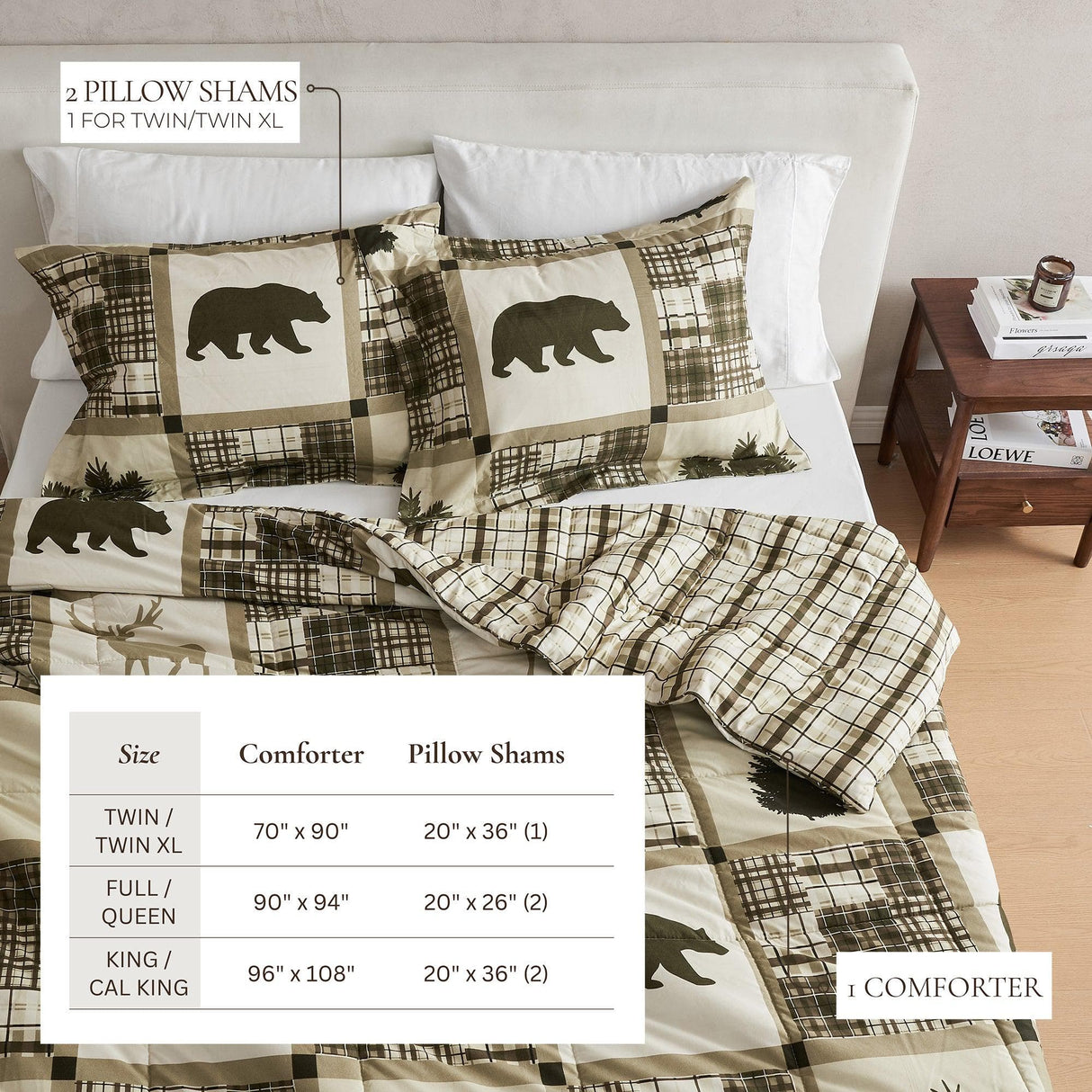Reversible Christmas Comforter and Sham Set - Holiday Lodge Odette Collection