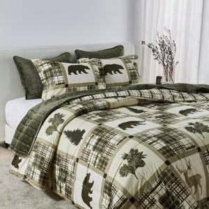Reversible Christmas Comforter and Sham Set - Holiday Lodge Odette Collection