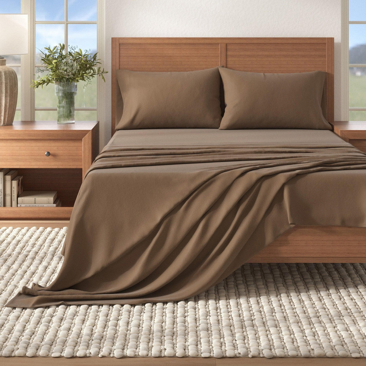 4-Piece Cotton Solid Flannel Sheet - Nordic Collection