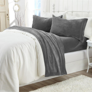 4-Piece Solid Plush Sheet Set - Velvet Luxe Collection