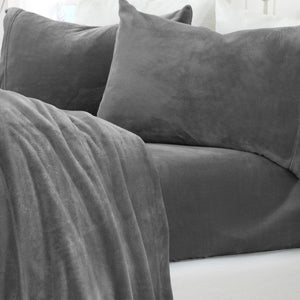 4-Piece Solid Plush Sheet Set - Velvet Luxe Collection