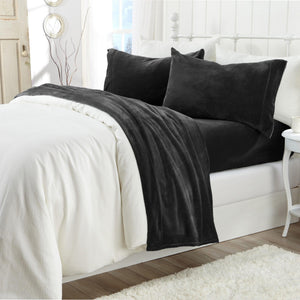 4-Piece Solid Plush Sheet Set - Velvet Luxe Collection
