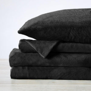 4-Piece Solid Plush Sheet Set - Velvet Luxe Collection
