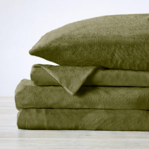 4-Piece Solid Plush Sheet Set - Velvet Luxe Collection