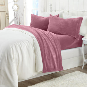 4-Piece Solid Plush Sheet Set - Velvet Luxe Collection