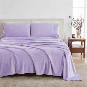 4-Piece Solid Plush Sheet Set - Velvet Luxe Collection