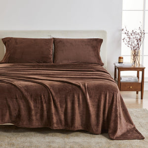 4-Piece Solid Plush Sheet Set - Velvet Luxe Collection