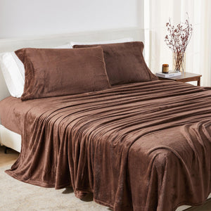 4-Piece Solid Plush Sheet Set - Velvet Luxe Collection