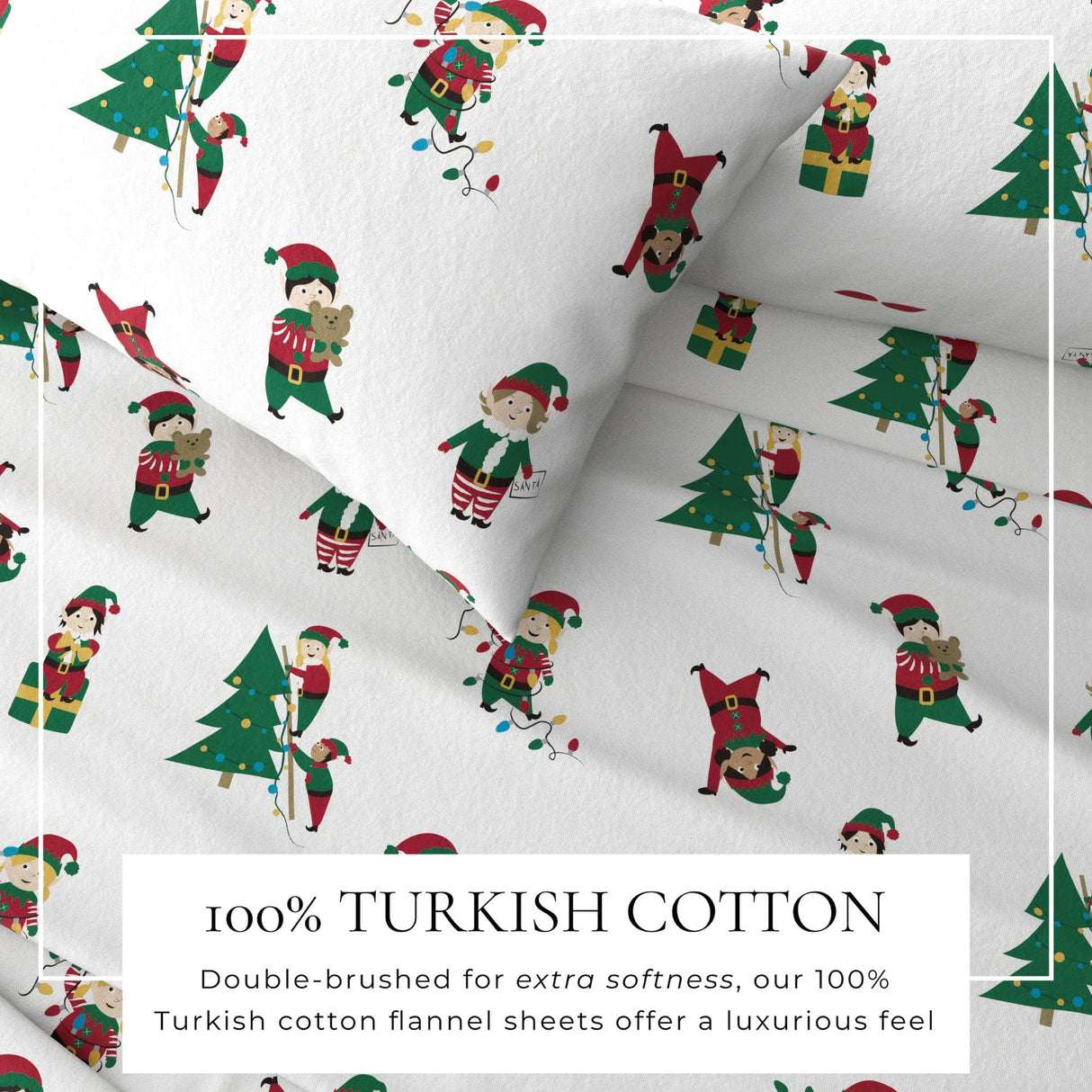 4-Piece Turkish Cotton Christmas Flannel Sheet - Whittaker Collection