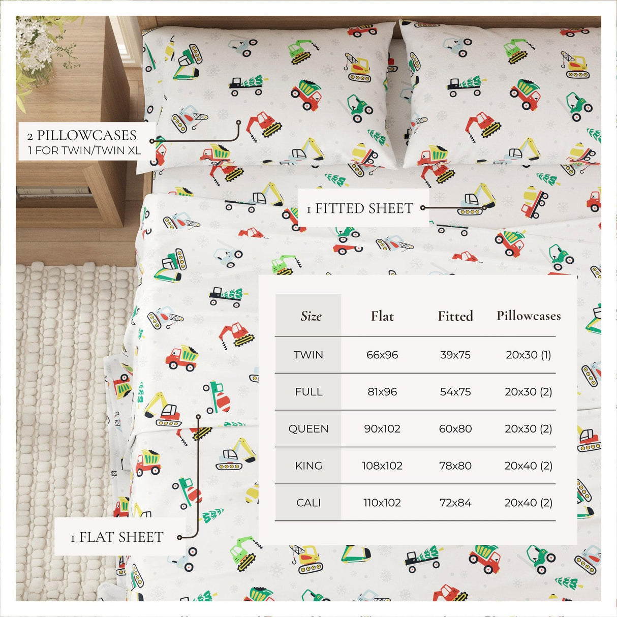 4-Piece Turkish Cotton Christmas Flannel Sheet - Whittaker Collection