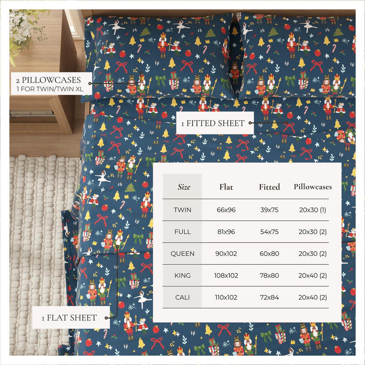 4-Piece Turkish Cotton Christmas Flannel Sheet - Whittaker Collection