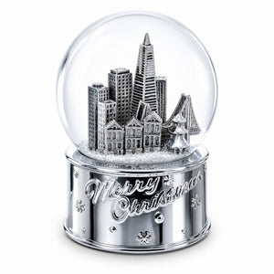 San Francisco Landmarks with Silver Base Glass Water Snow Globe