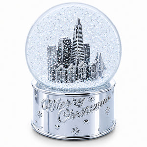 San Francisco Landmarks with Silver Base Glass Water Snow Globe