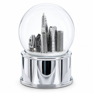 San Francisco Landmarks with Silver Base Glass Water Snow Globe