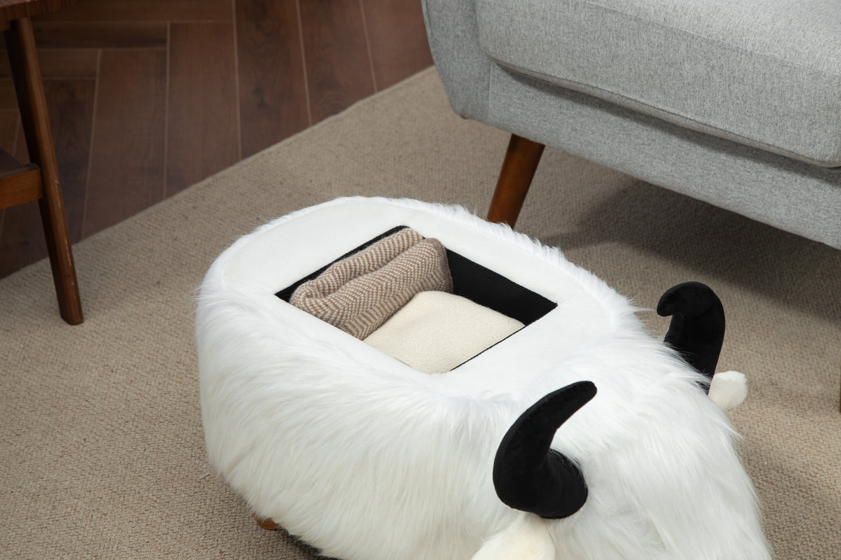 H2O Furnishings Faux Fur Storage Ottoman with Hidden Storage - view 3
