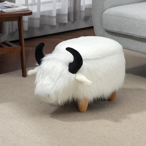 H2O Furnishings Faux Fur Storage Ottoman with Hidden Storage in White