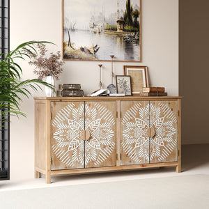 HaixuHomeDecor 60" Wood Accent Cabinet with 4 Doors - view 5