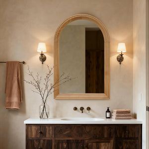 HaixuHomeDecor Arched Wood Framed Wall Mirror with Distortion-Free Glass