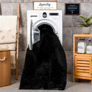 Boutique Rugs Faina Solid Black Shag Washable Area Rug - view 7