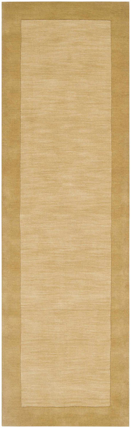 Bordered Solid Camel Yellow Wool Rug
