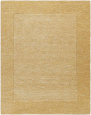 Bordered Solid Camel Yellow Wool Rug