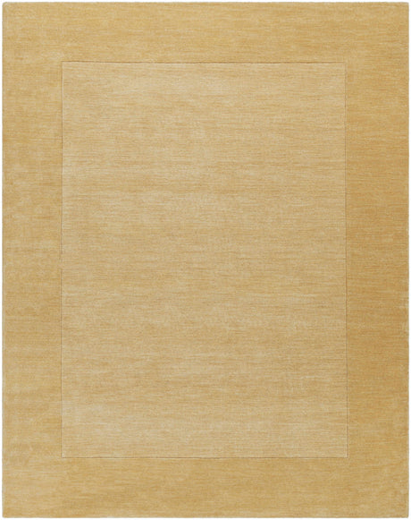 Bordered Solid Camel Yellow Wool Rug