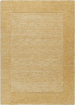 Bordered Solid Camel Yellow Wool Rug