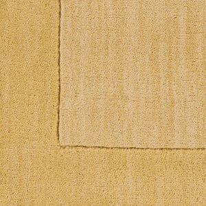 Bordered Solid Camel Yellow Wool Rug