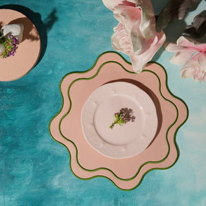 Haven Pink Wavy Edge Faux Leather Placemats