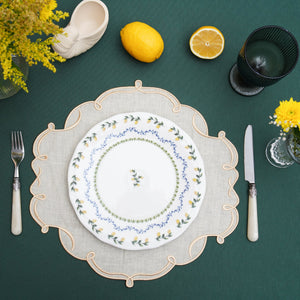 Celestia Linen Ivory Gold Trim Square Placemats