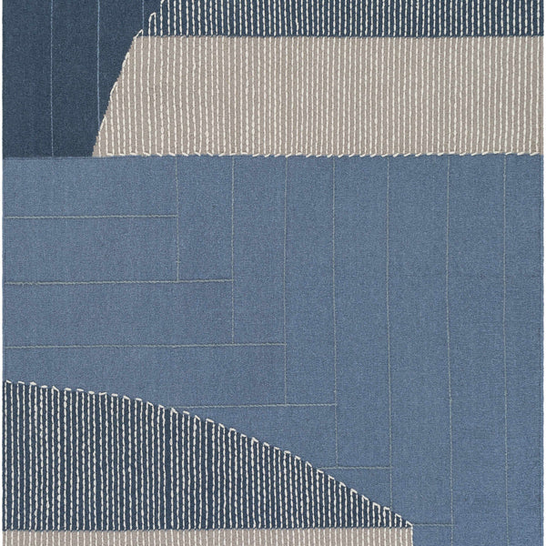 Blue Hanwood Wool Blend Braided Area Rug - Clearance