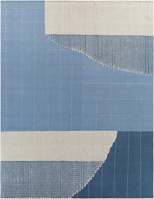 Blue Hanwood Wool Blend Braided Area Rug - Clearance
