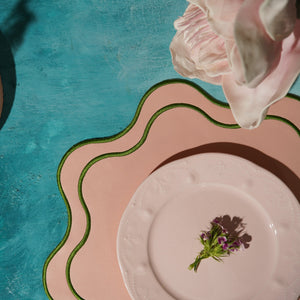 Haven Pink Wavy Edge Faux Leather Placemats