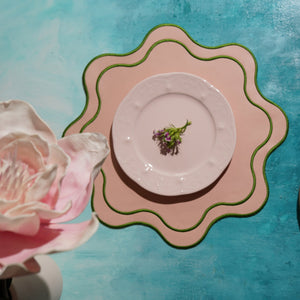 Haven Pink Wavy Edge Faux Leather Placemats