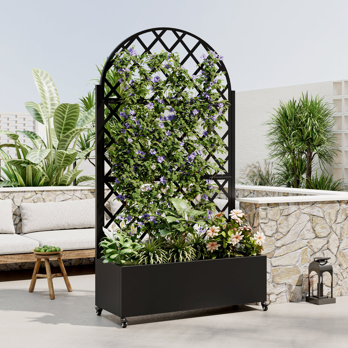 Hayward Furniture Round Metal Planter Box with Trellis - view 2