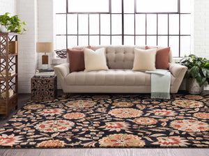 Heaters Black Floral Wool Carpet