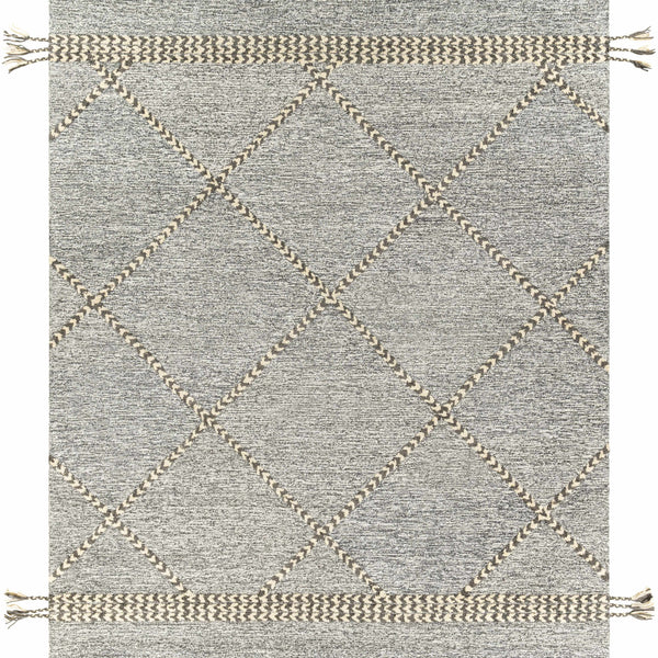 Hertfordshire Gray Trellis Tassel Wool Rug - Clearance