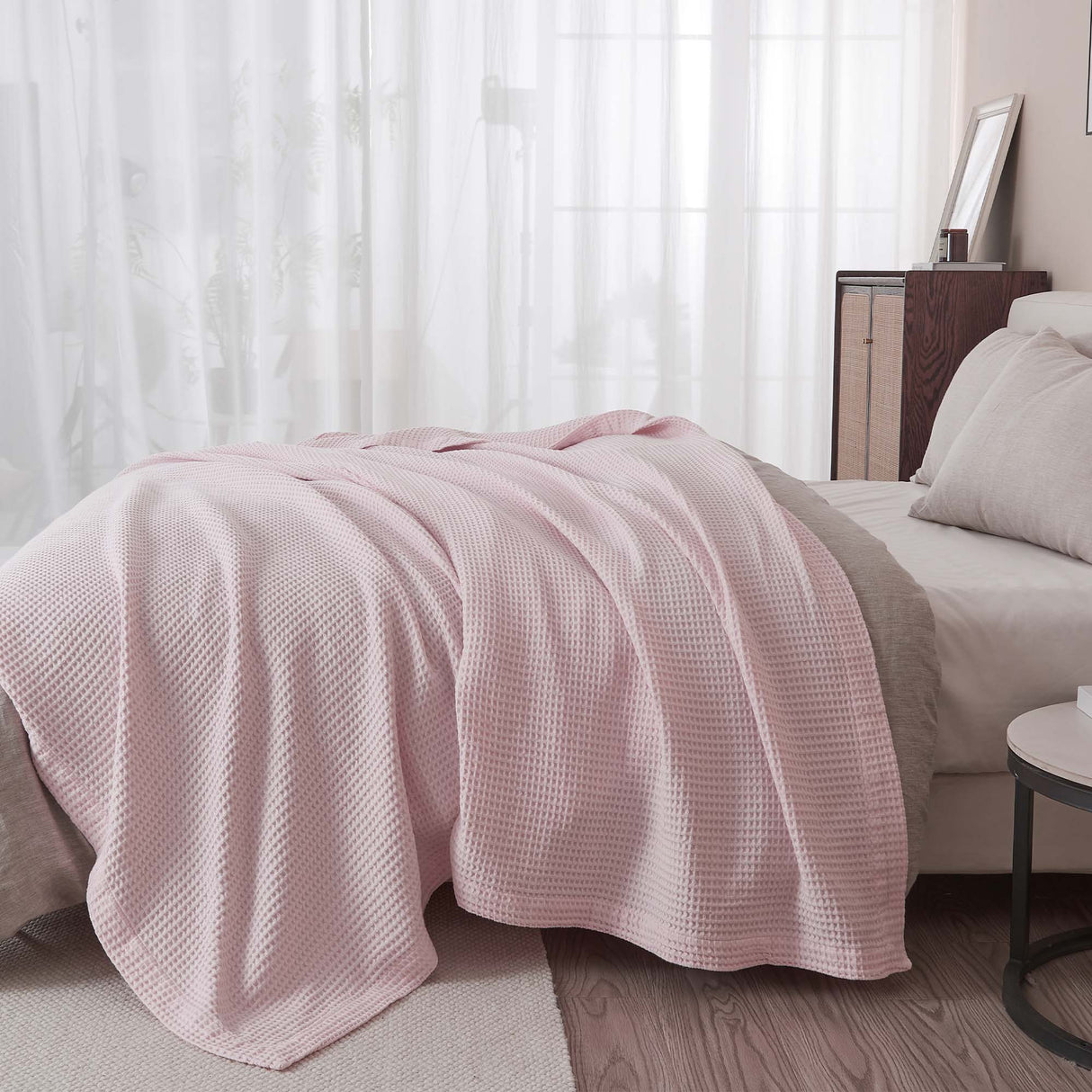 100% Cotton Waffle Weave Blanket - Mikala Collection