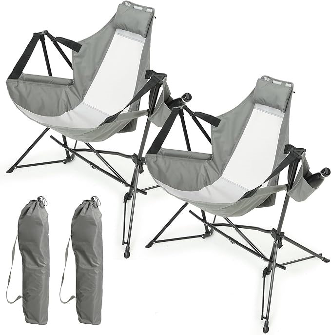 HIFINE OUTDOOR FURNITURE W-640 Hammock Camping Chair with Steel Frame in Grey
