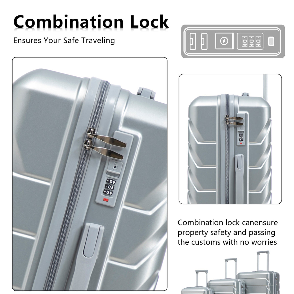 HIFINE TOURIST LUGGAGE 3-Piece ABS Spinner Wheel Luggage Set with Combination Lock - view 3