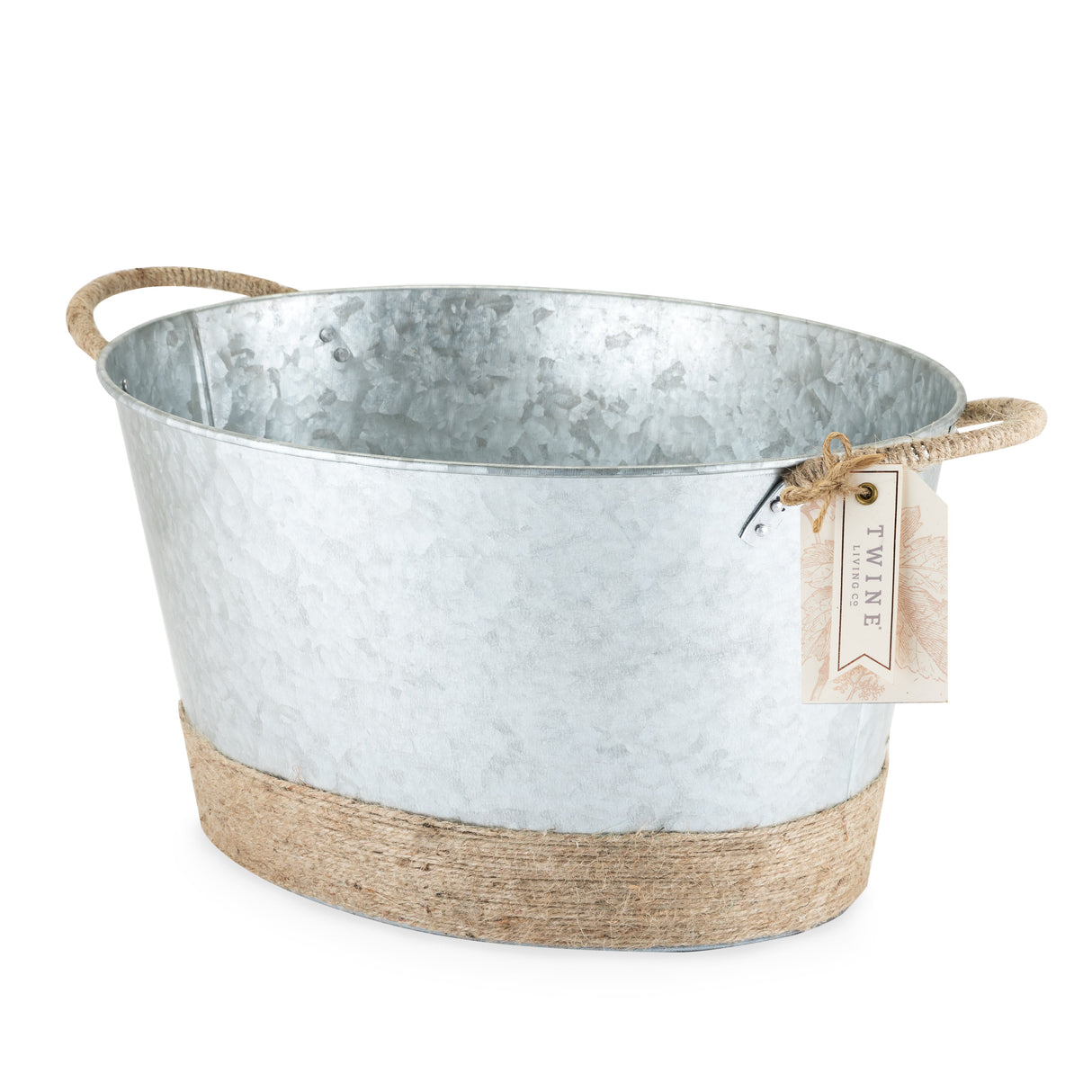 Jute Rope Wrapped Galvanized Tub Ice Bucket