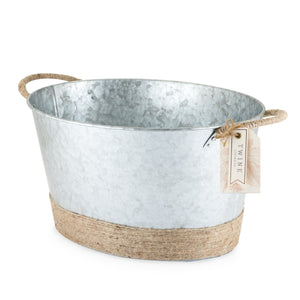 Jute Rope Wrapped Galvanized Tub Ice Bucket
