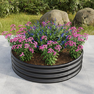 HOME FURNITURE 47.24" Round Raised Garden Beds with Galvanized Metal