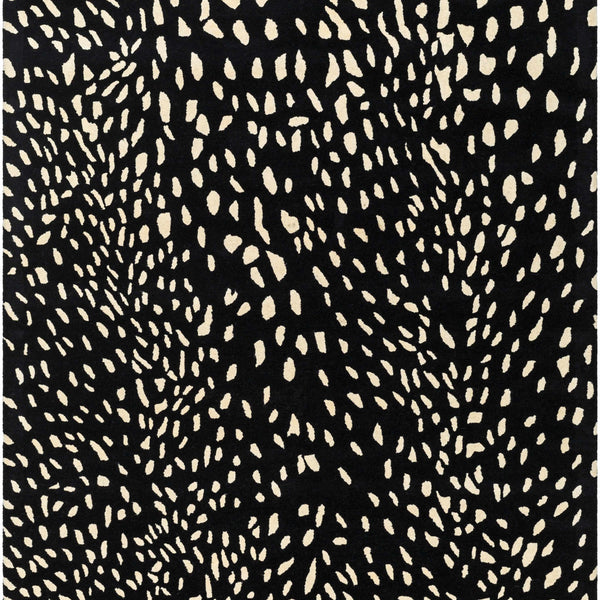 Athena Black Giraffe Print Wool Rug