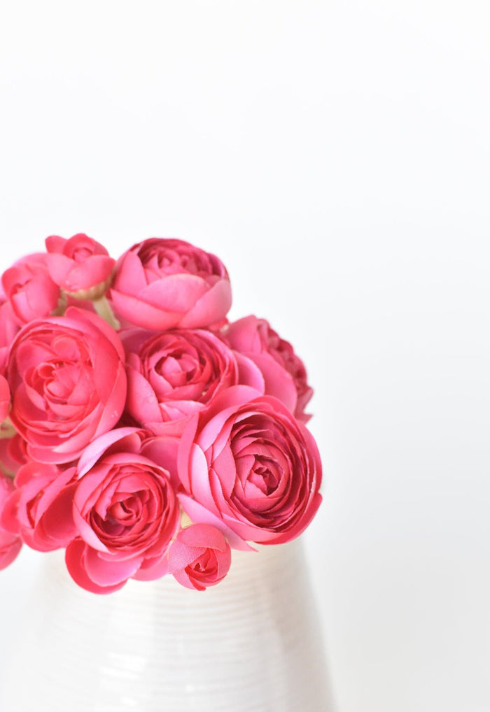 House by JSD 10.5" Faux Dark Pink Ranunculus Stem Bundle